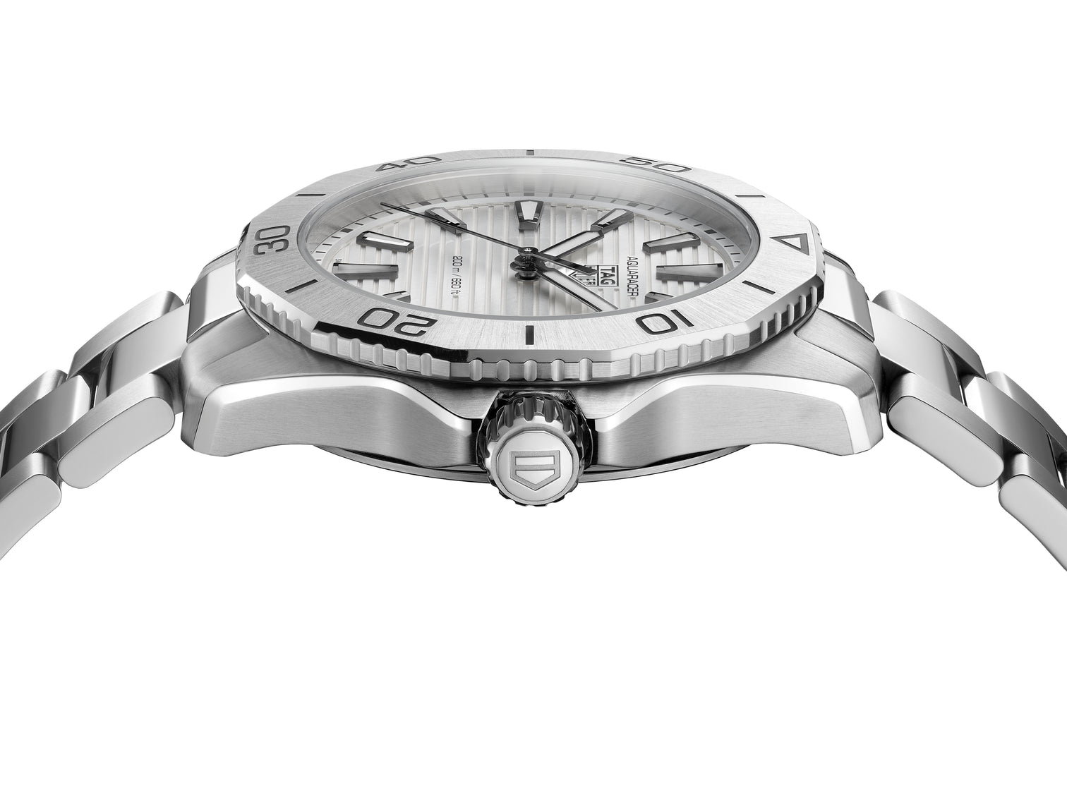 Side view of TAG Heuer Aquaracer Professional 200 Quartz Watch with White Dial